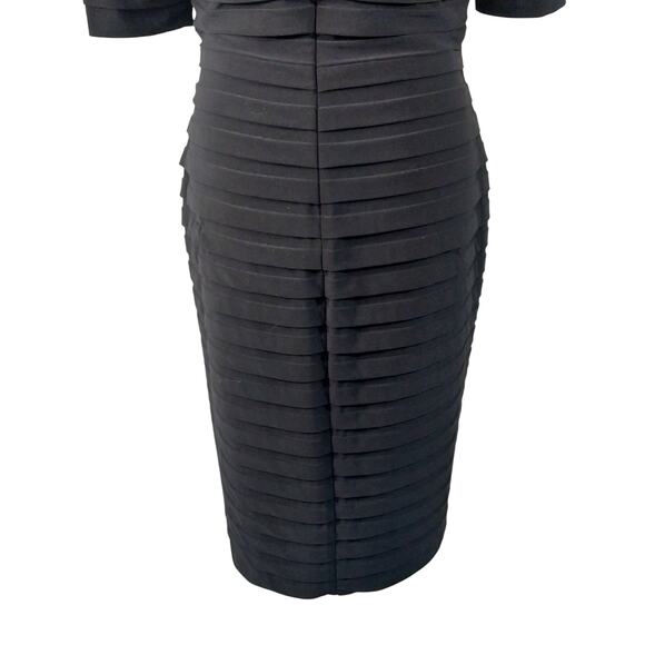 ADRIANNA PAPELL! BLACK STRETCH PETIT-PLEAT/MINI TIERED CRISS-CROSS DRESS! SZ 14 - Picture 7 of 11